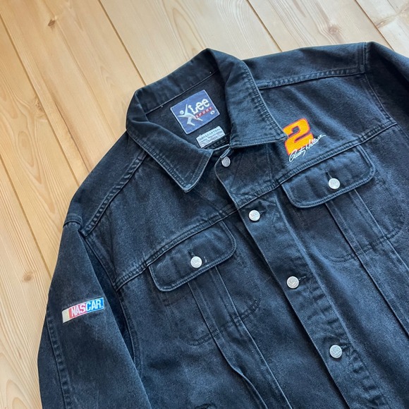 Lee Other - Lee Mens NASCAR‎ Rusty Wallace #2 Denim Jacket Black Vintage 90s Racing Large L